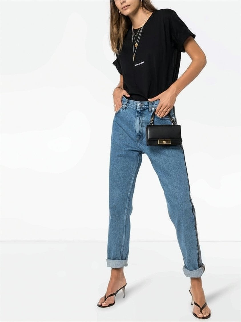 Saint Laurent Relaxed Fit Black T-Shirt With Logo Detail