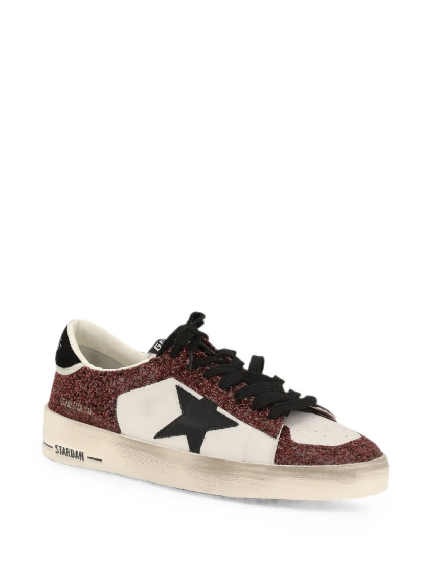 Golden Goose Low-Top Sneakers With Burgundy Glitter Accents