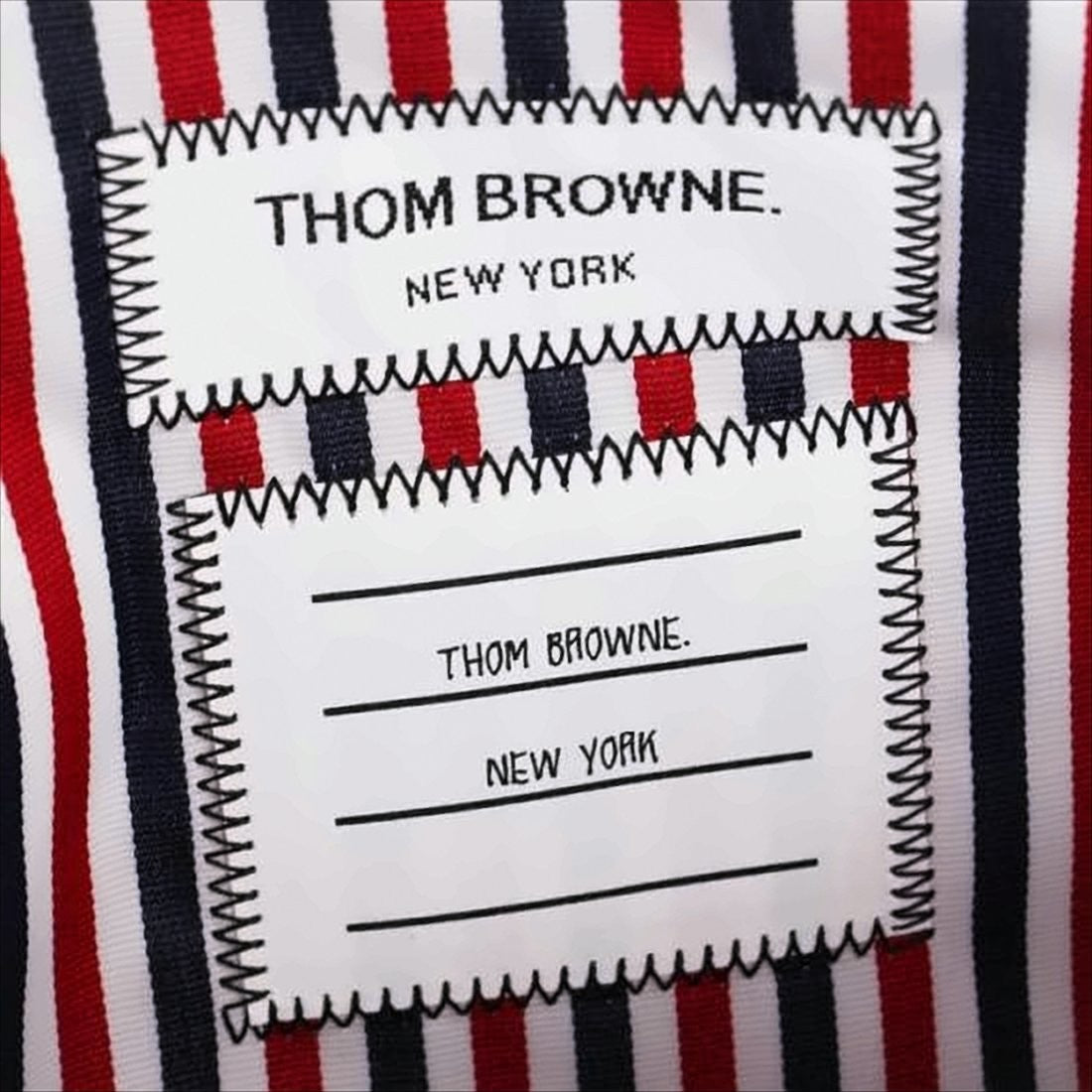 Thom Browne Textured Leather Clutch With Gold-Zipper Closure And Tricolor Accents