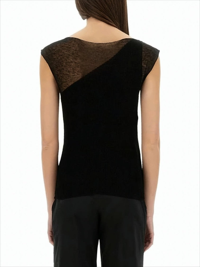 Paloma Wool Fitted Sleeveless Top With Diagonal Sheer Panel