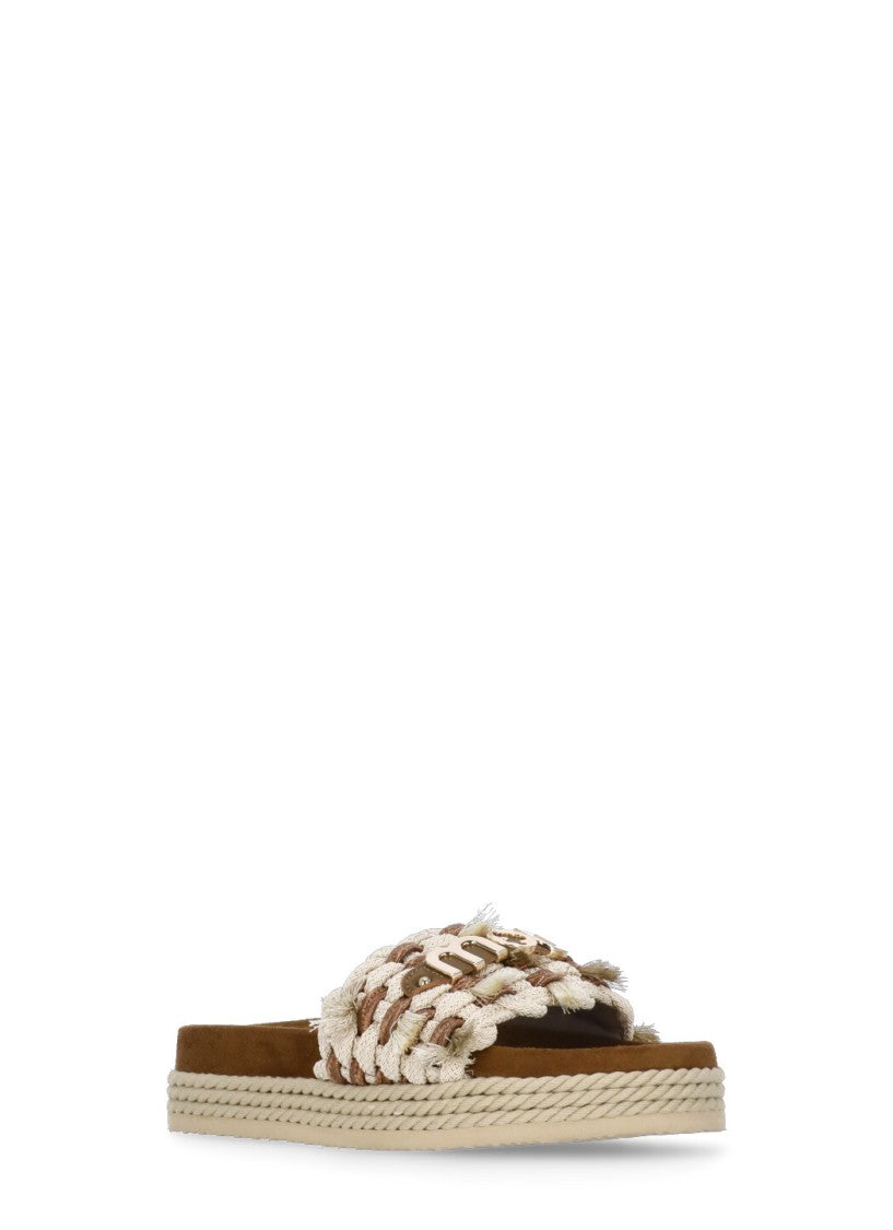 Mou Beige Monoband Woven Band Sandals