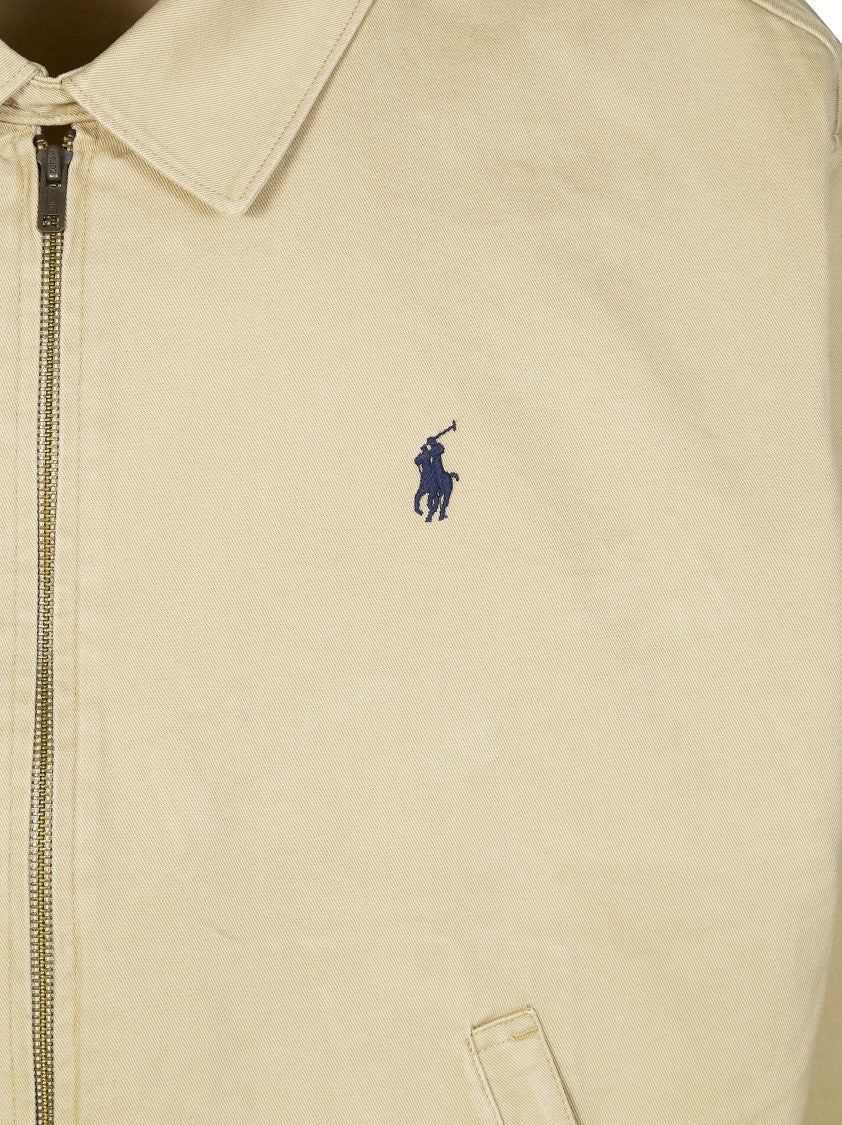 Polo Ralph Lauren Neutral Pointed Collar Zip Bomber Jacket