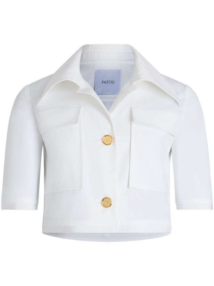 Patou White Jacket With Front Button Fastening And Modern Silhouette