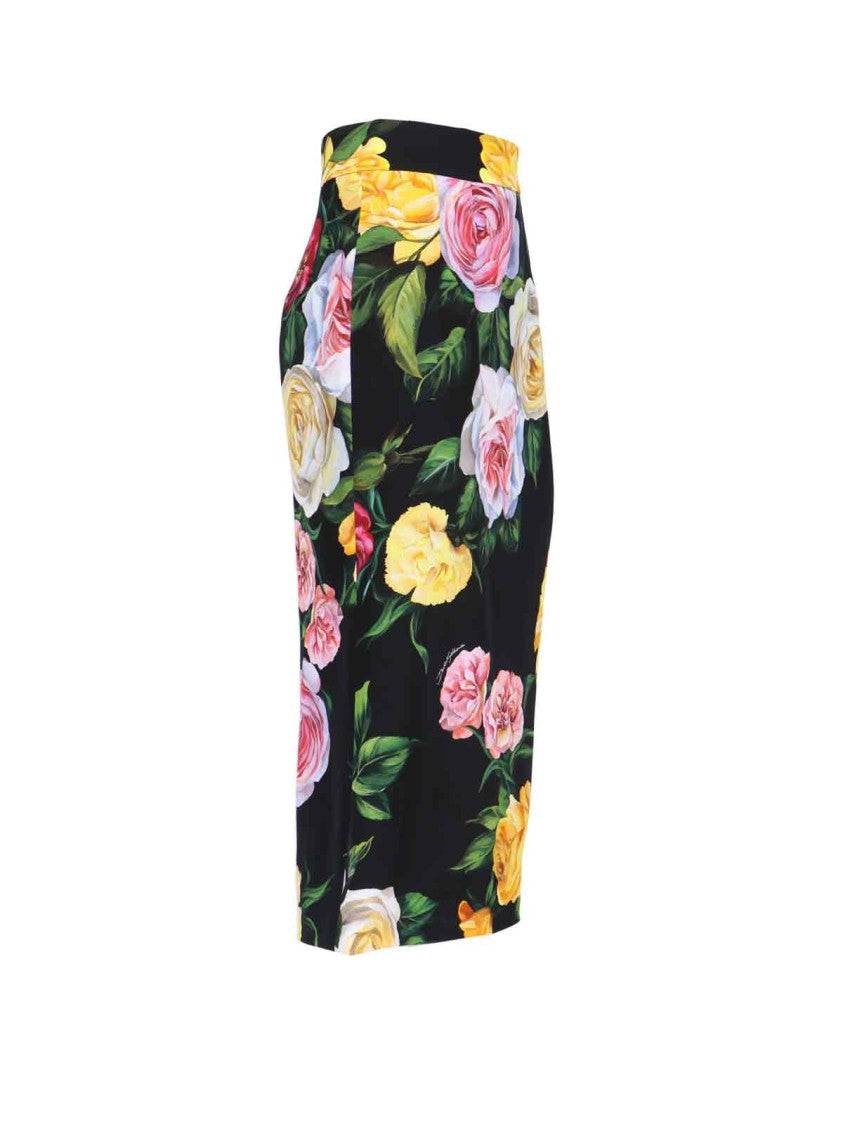 Dolce & Gabbana Floral Pencil Skirt – Black