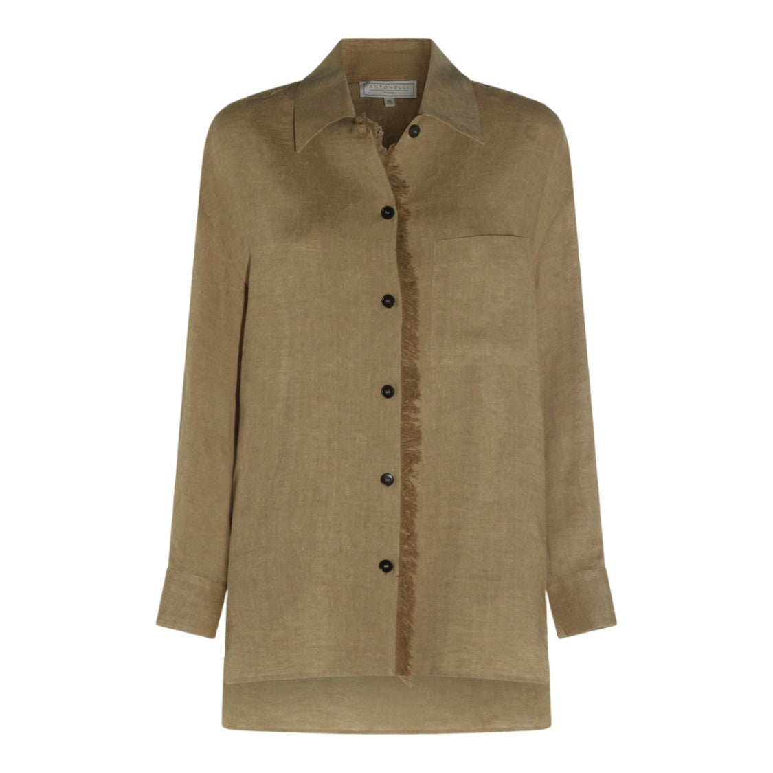 Antonelli Firenze Relaxed Fit Shirt With Textured Fabric And Frayed Edges