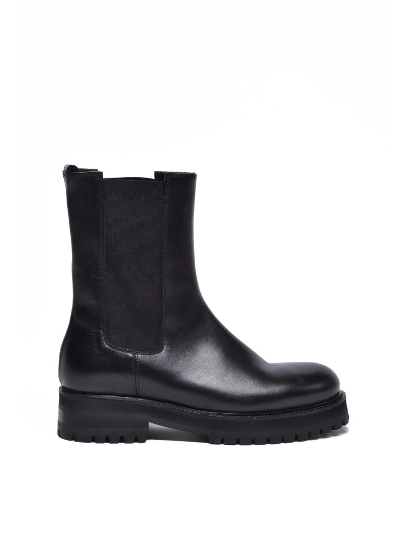 Dondup Black Leather Rubber Women's Leather Ankle Boot