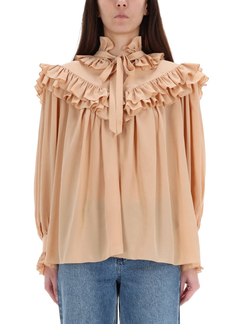 Chloé Ruffled Oversized Silk Blouse
