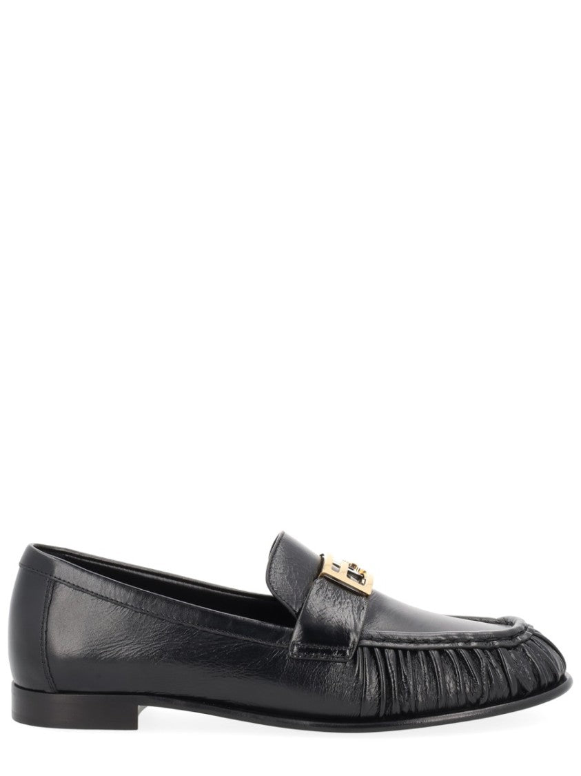 Fendi Leather Baguette Rounded Toe Loafers