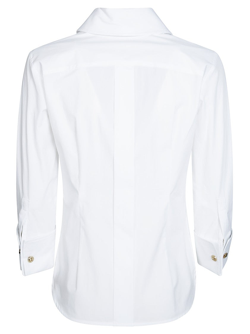 Elisabetta Franchi White Cotton-Blend Tailored Shirt