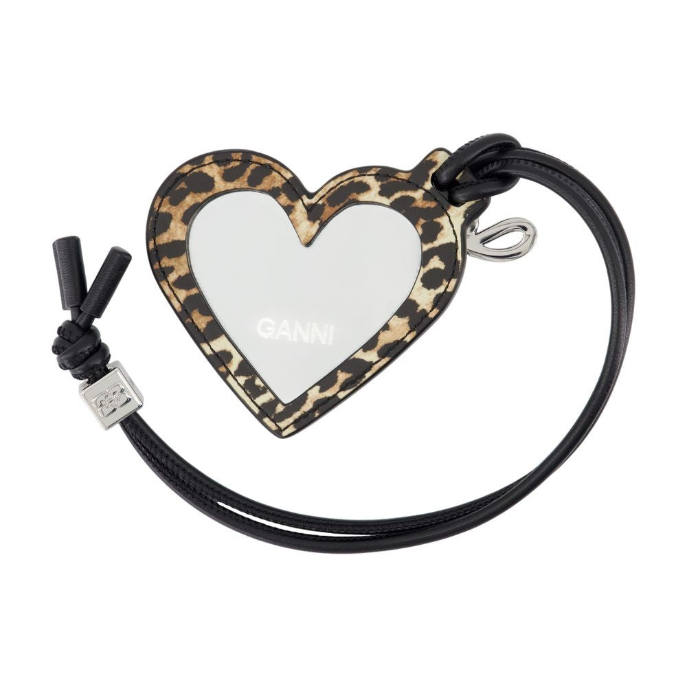 Ganni Bou Heart Keyring - Leather - Printed
