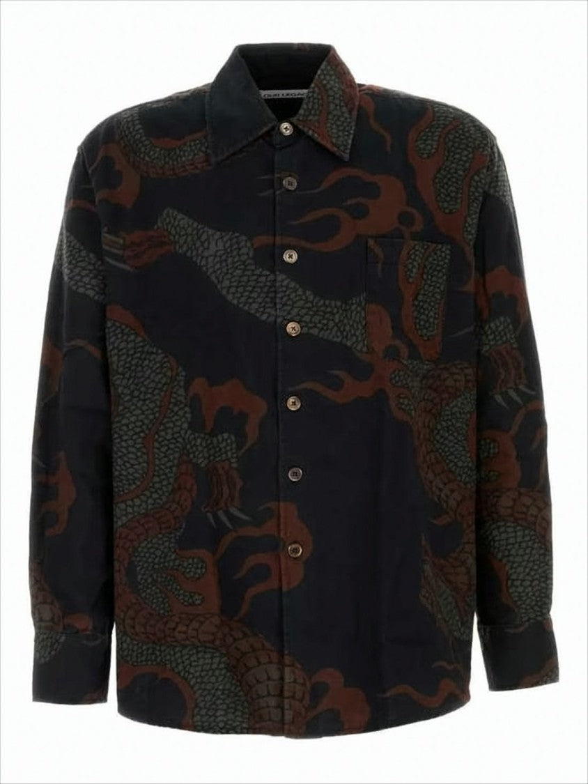 Our Legacy Long-Sleeve Shirt With Intricate Dragon Pattern