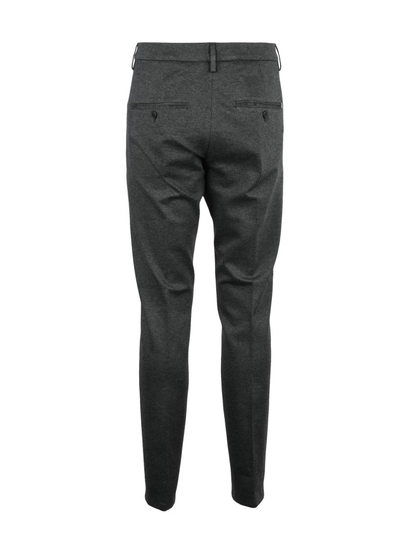 Dondup Black Gaubert Herringbone Viscose-Blend Trousers