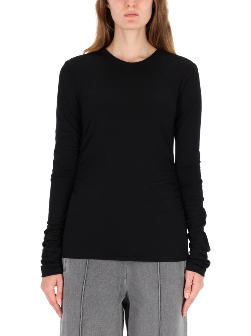 Our Legacy Fitted Long-Sleeve Black Top With Subtle Ruching