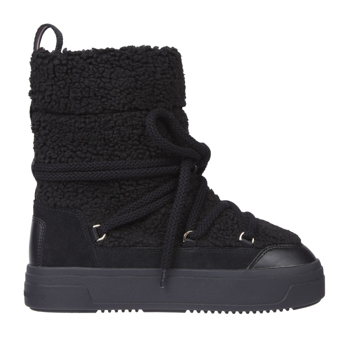 Tommy Hilfiger Black Textured Lace-Up Winter Boots
