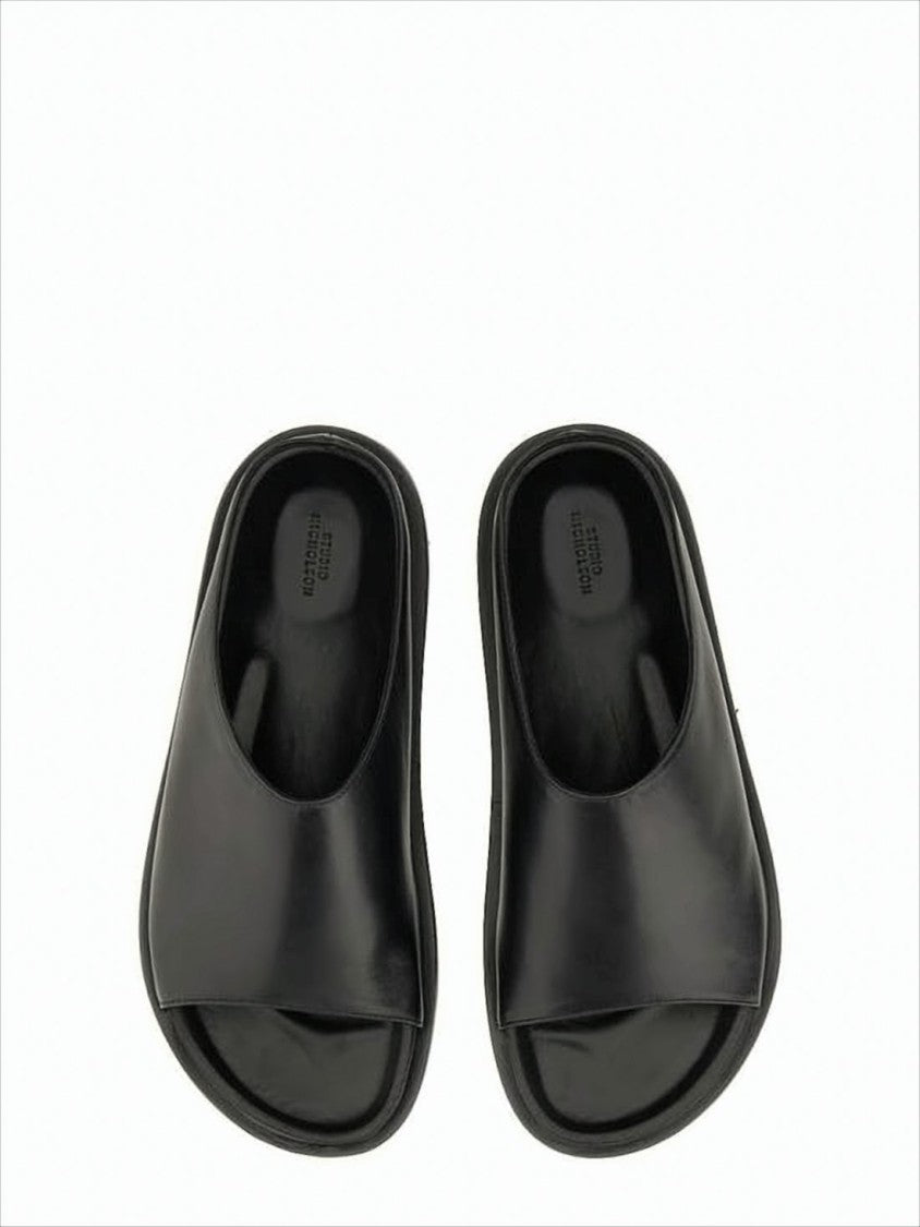 Studio Nicholson Black Calfskin Slip-On Mules