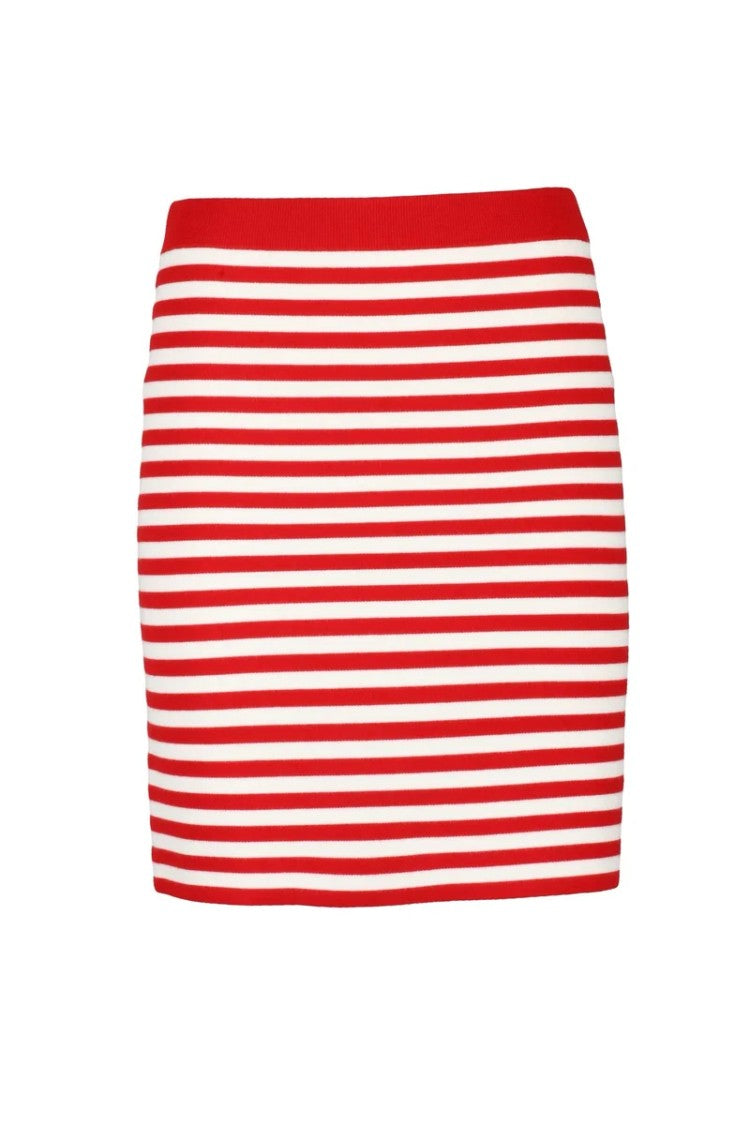 Max Mara Domizia Knit Skirt - Red/White