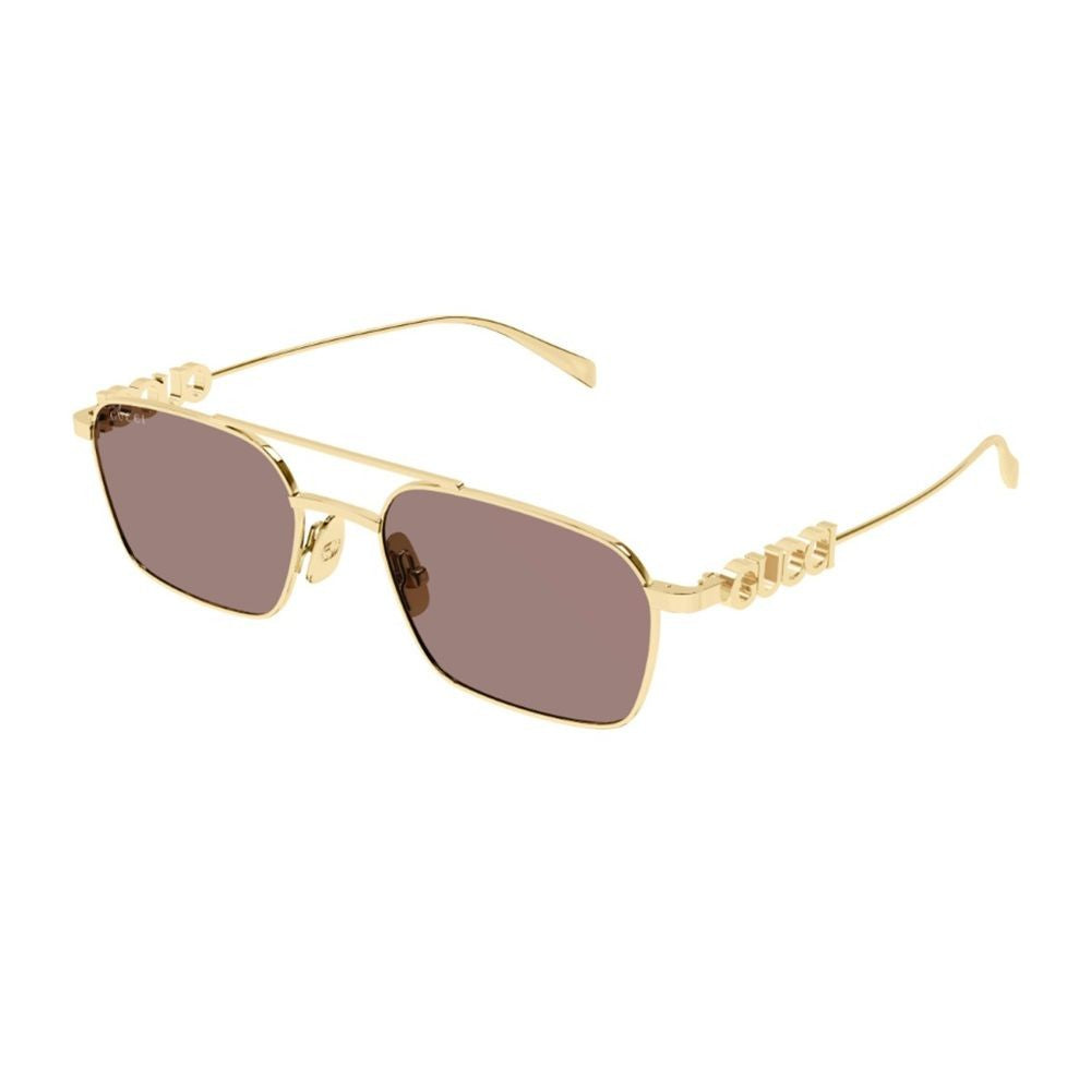 Gucci Gg1804s Linea Name Of Brand Rectangular Gold-Tone Metal Sunglasses