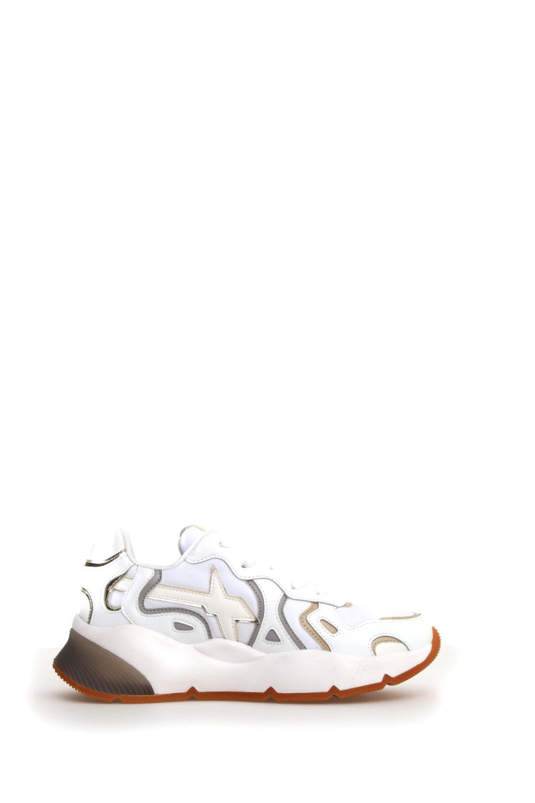 W6yz White Suede Technical Fabric Non-Slip Sneakers