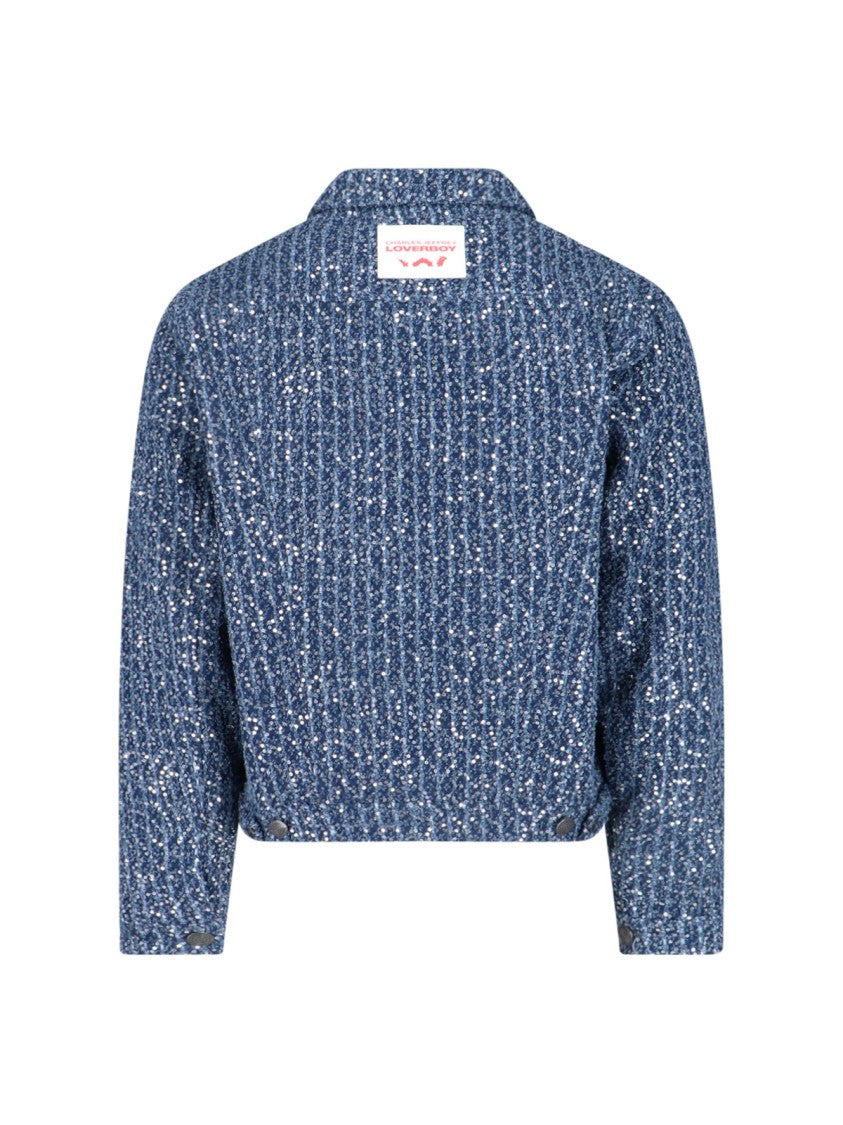 Charles Jeffrey Loverboy Blue Denim Sequin Jacket
