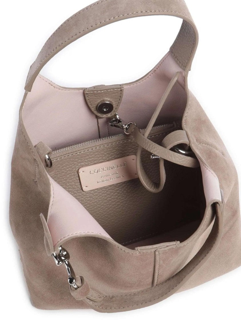 Coccinelle Structured Cowhide Leather Shoulder Bag With Adjustable Strap