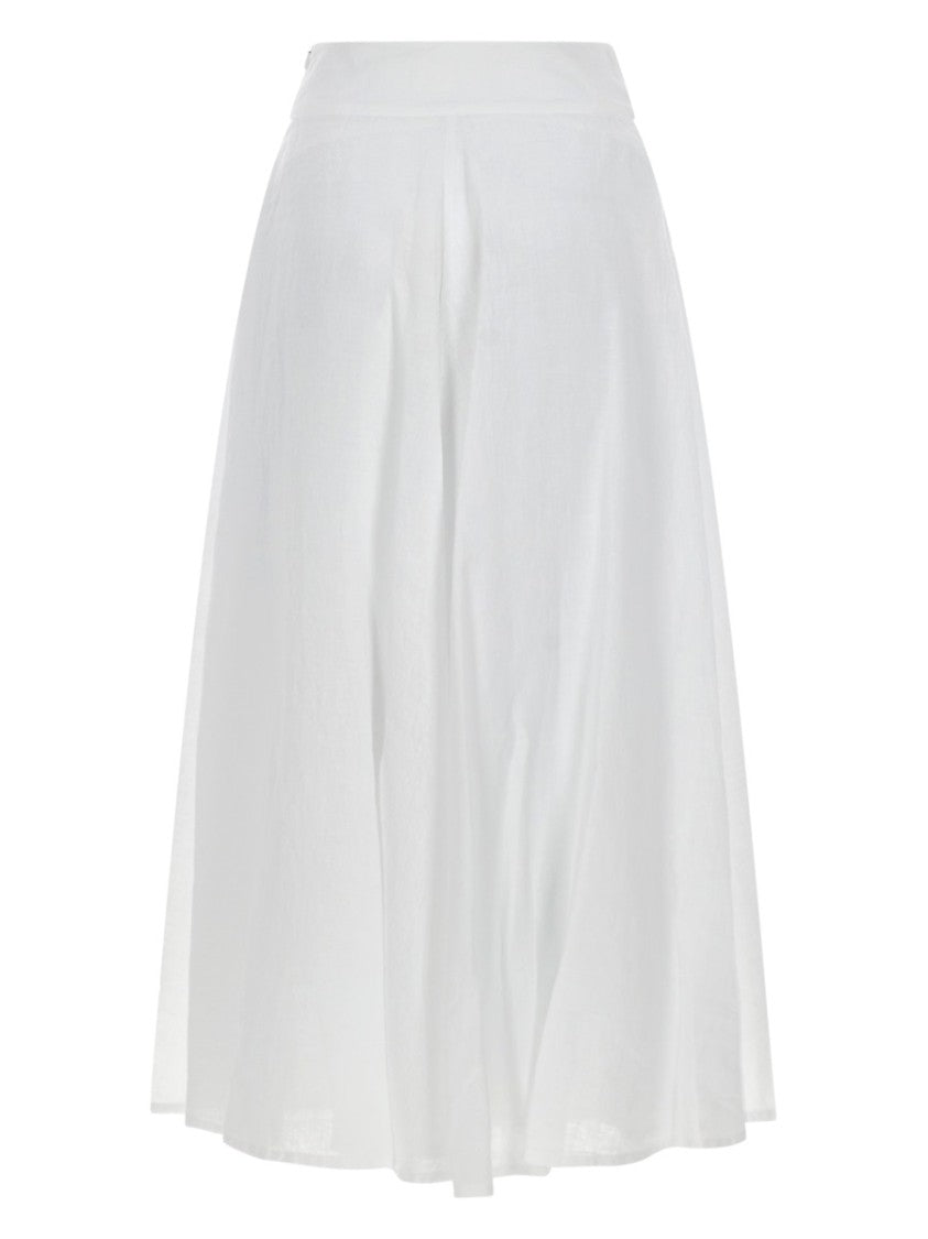120% Lino Flared Silhouette High Waist Skirt