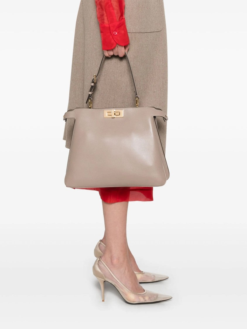 Fendi Peekaboo Soft Calf Leather Suede Handbag