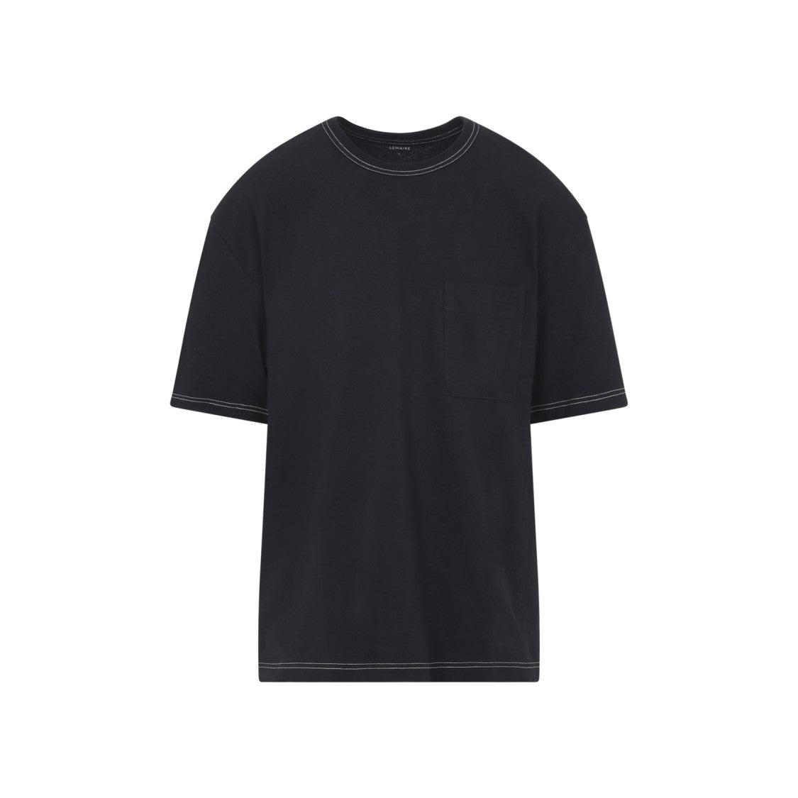 Lemaire Relaxed-Fit Black T-Shirt With Contrast Stitching