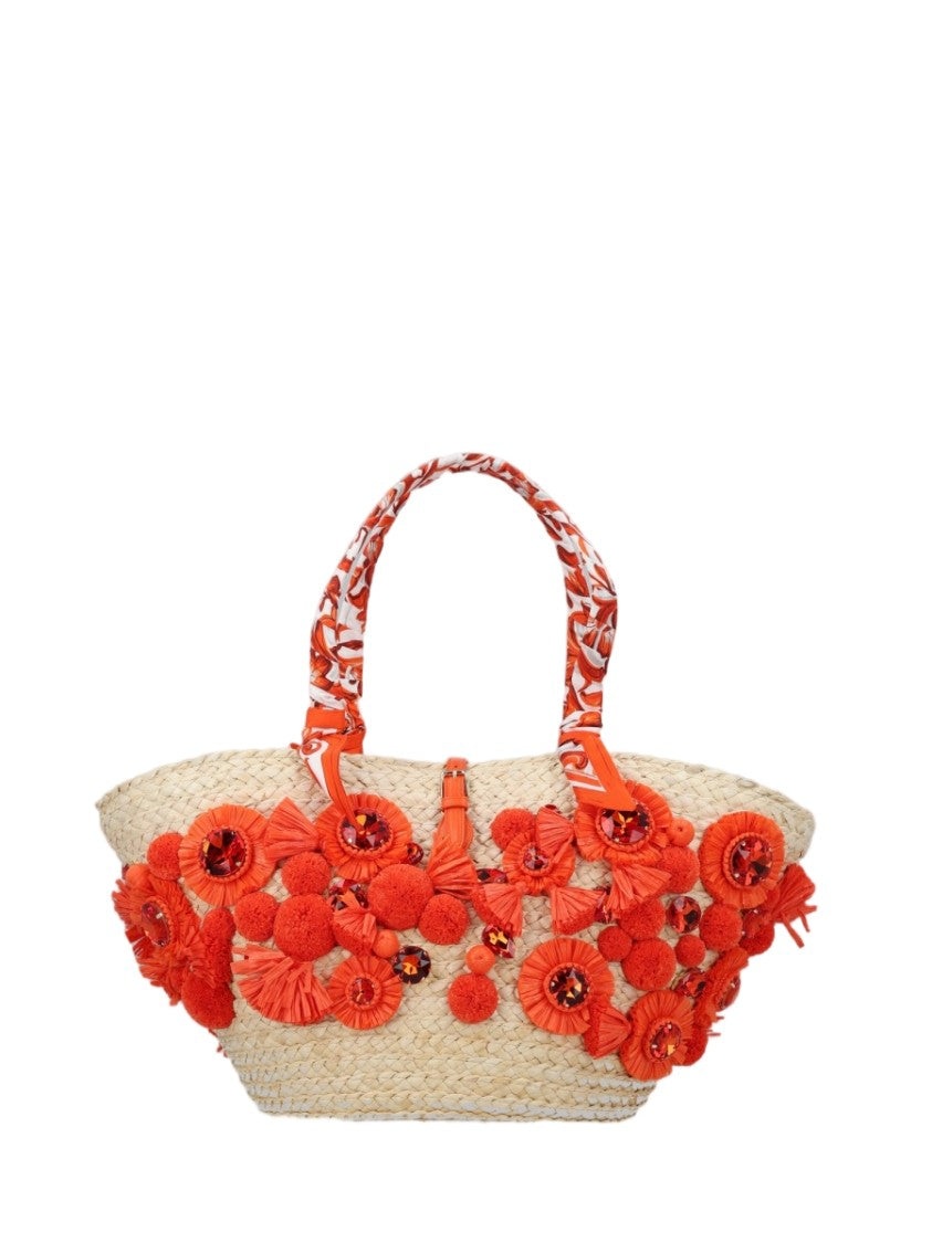 Dolce & Gabbana Medium Woven Tote With Intricate Floral Embroidery