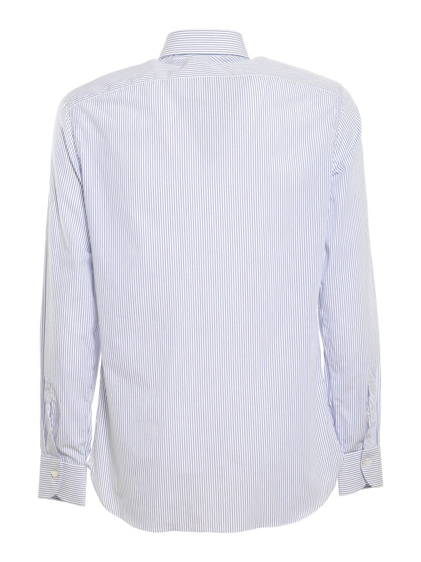 Borriello Blue Striped Cotton Shirt With Mother-Of-Pearl Buttons