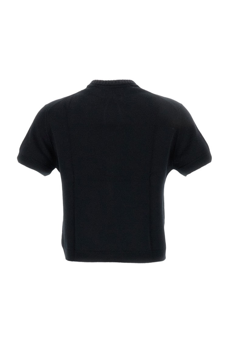 Barrie Fitted Wool Knitted Top With Rhinestone Brooch