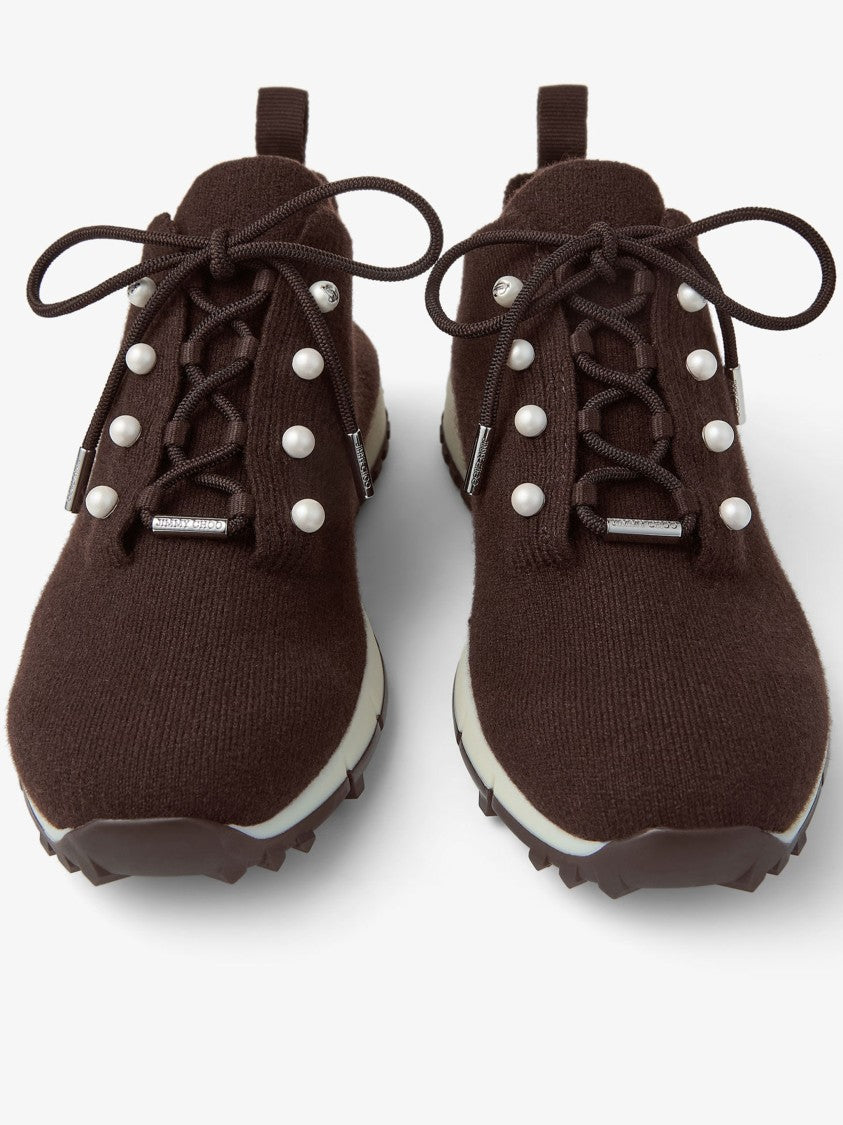 Jimmy Choo Brown Veles Pearl Cashmere Sneakers
