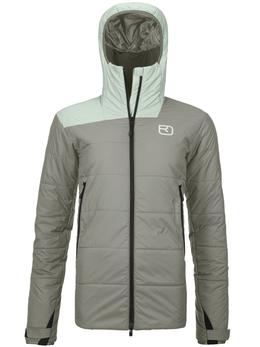 Ortovox Grey Swisswool Zinal Quilted Hooded Ski Jacket