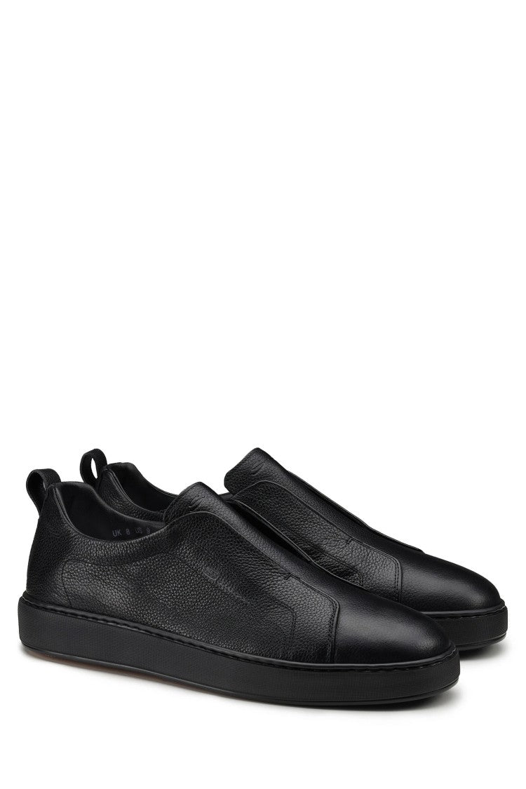 Santoni Seta Hand-Varnished Suede Sneakers