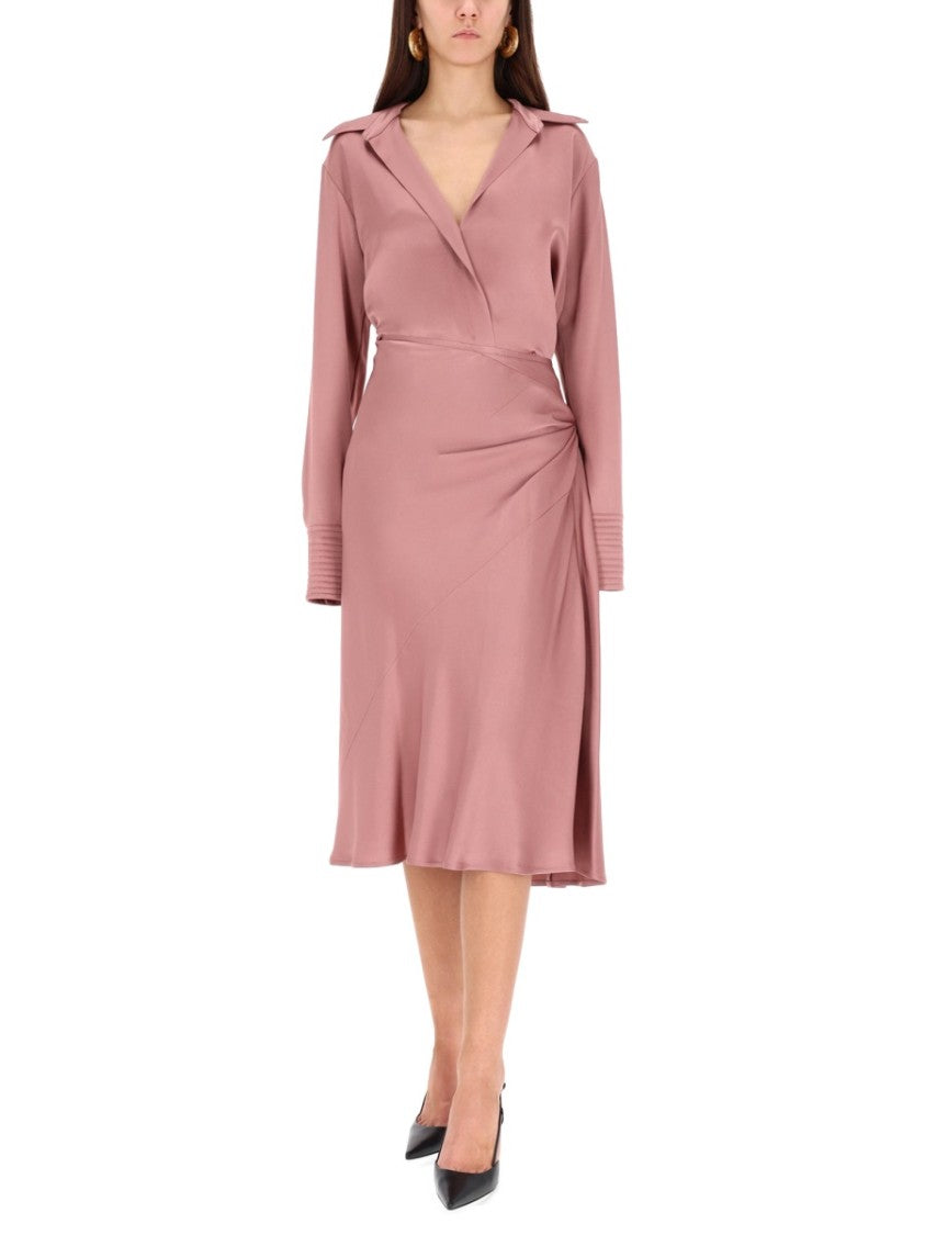 Dries Van Noten Draped Side Gathering Viscose-Blend Midi Skirt