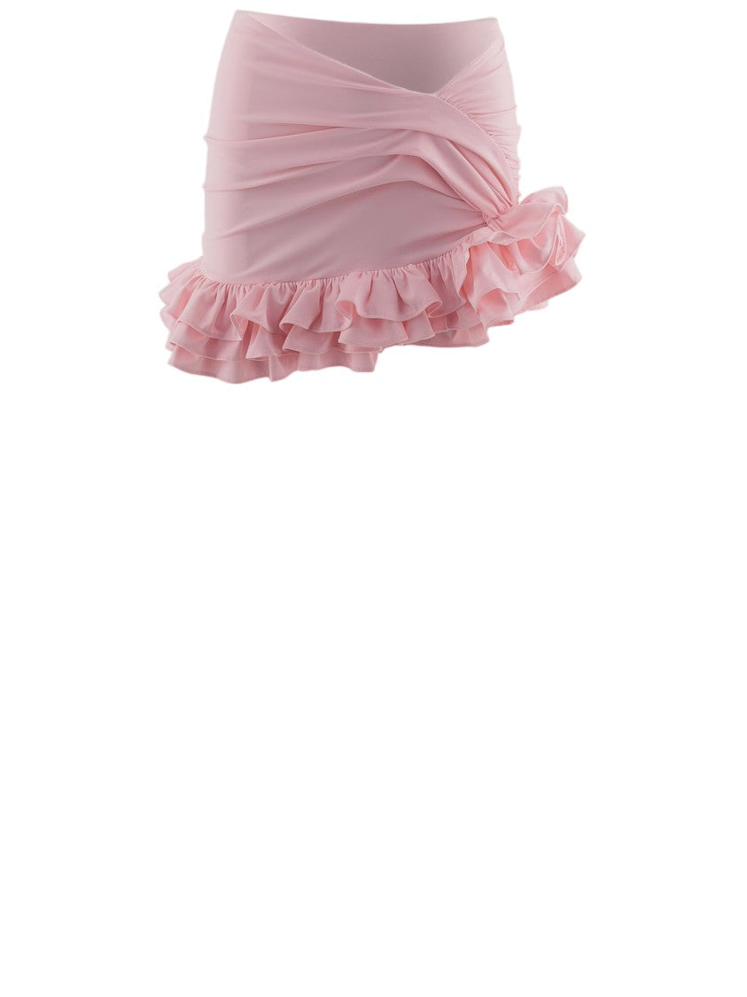 Jacquemus High-Waisted Asymmetrical Shorts With Draped Ruffles
