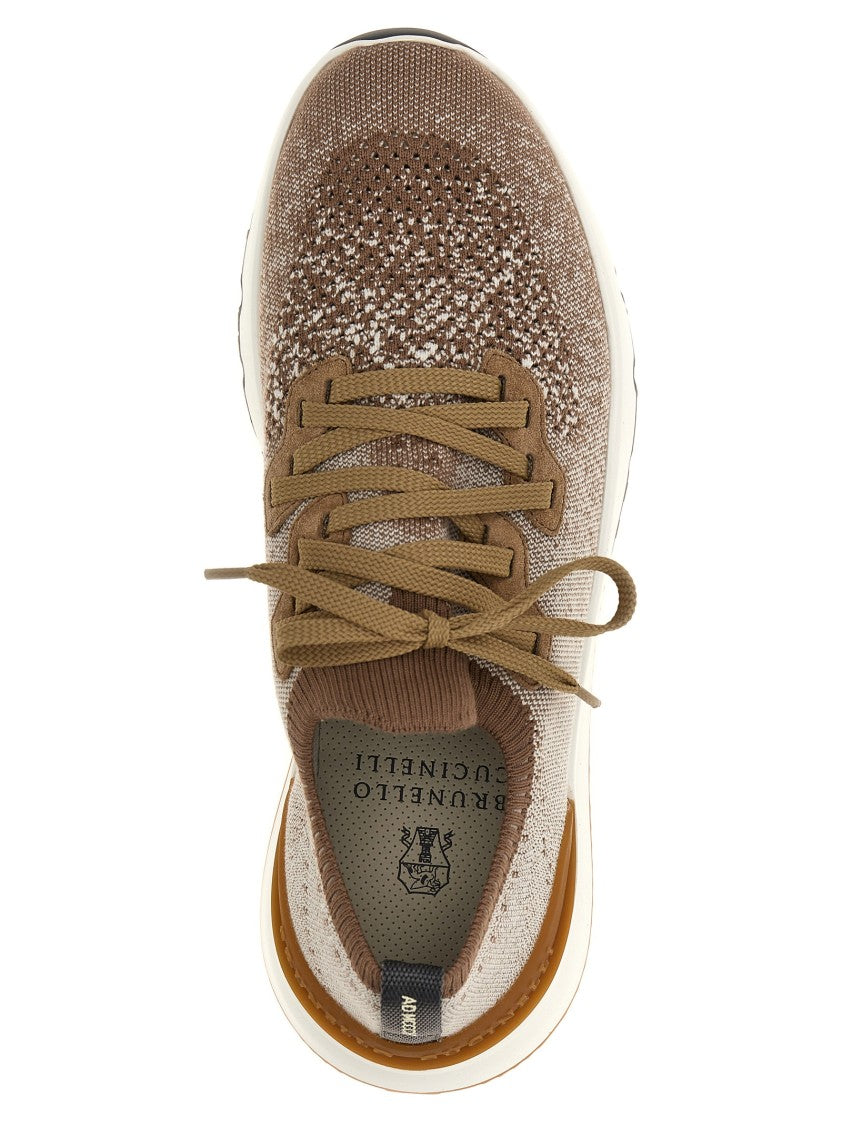 Brunello Cucinelli Knit Sneakers With Textured Knit Pattern
