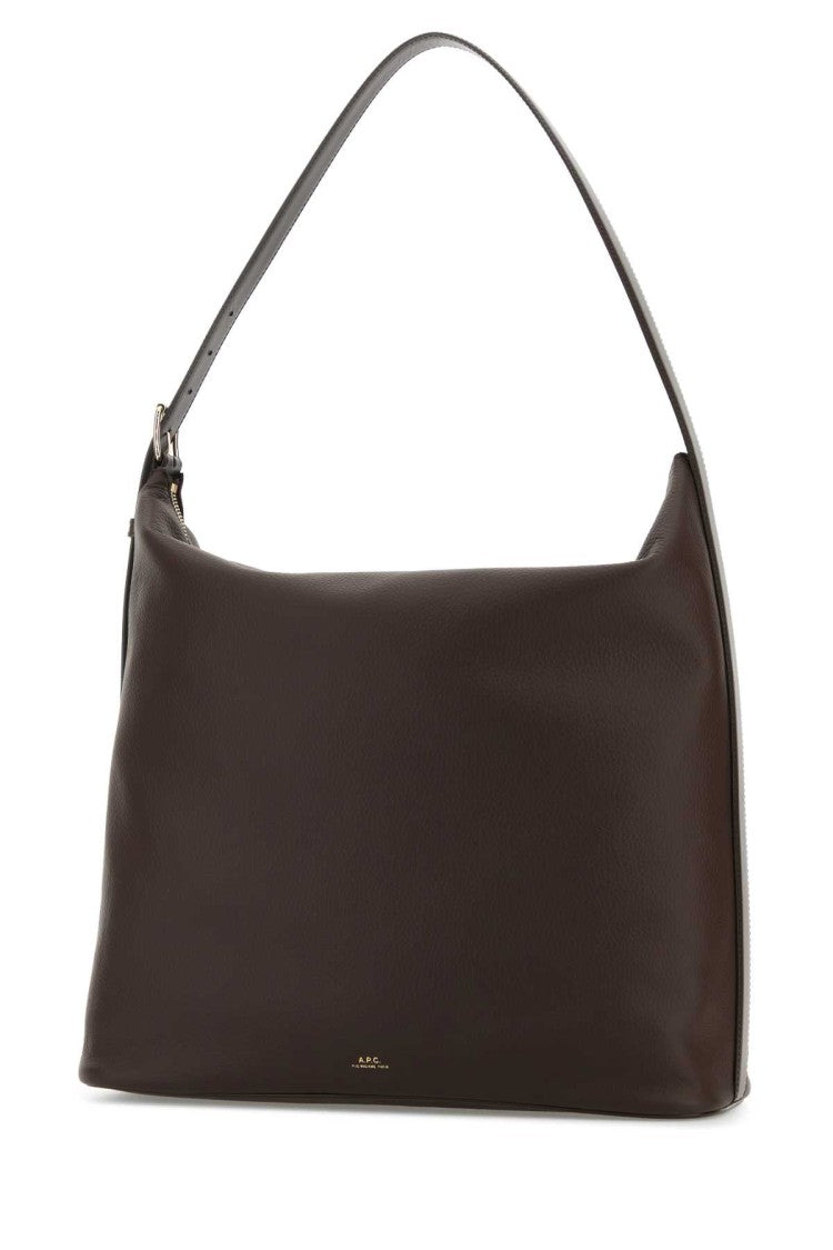 A.P.C. Brown Leather Maxi Vera Shopping Bag