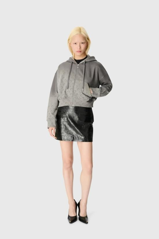 Marine Serre Crescent Moon Embossed Zip-Up Hoodie