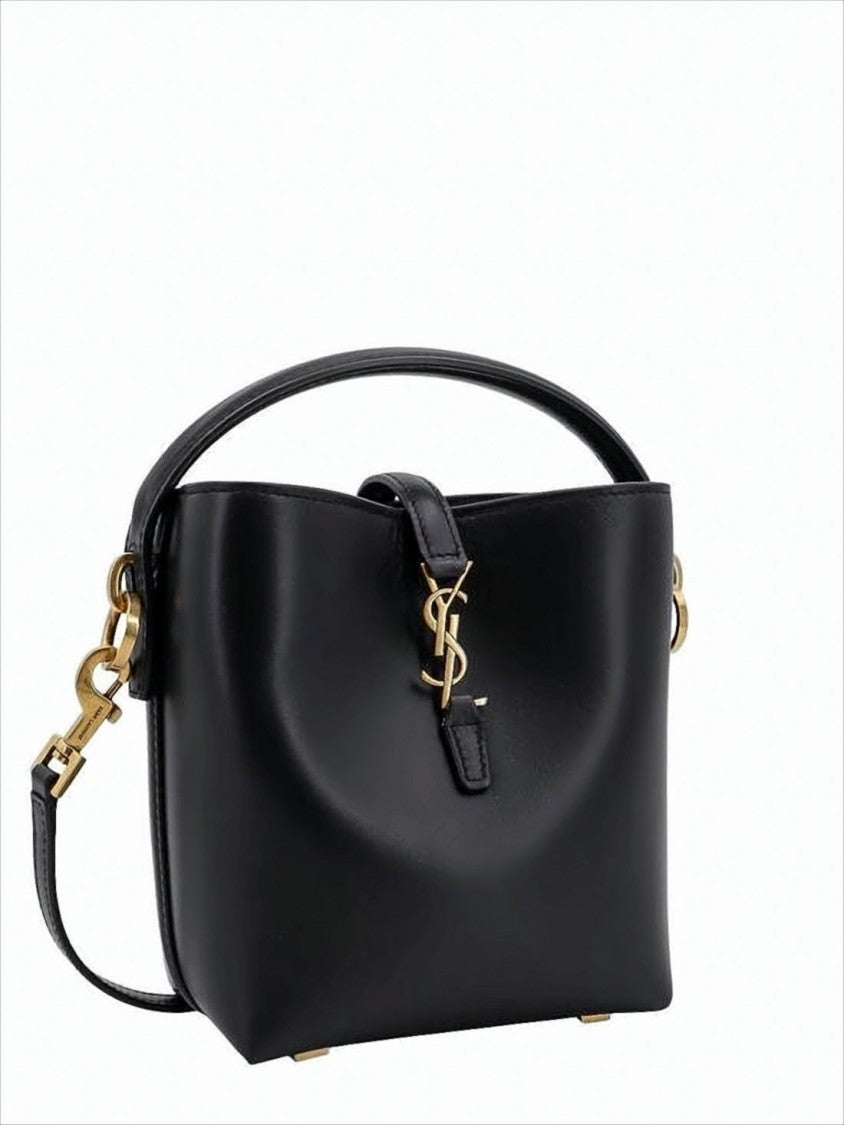 Saint Laurent Structured Black Lambskin Tote Bag
