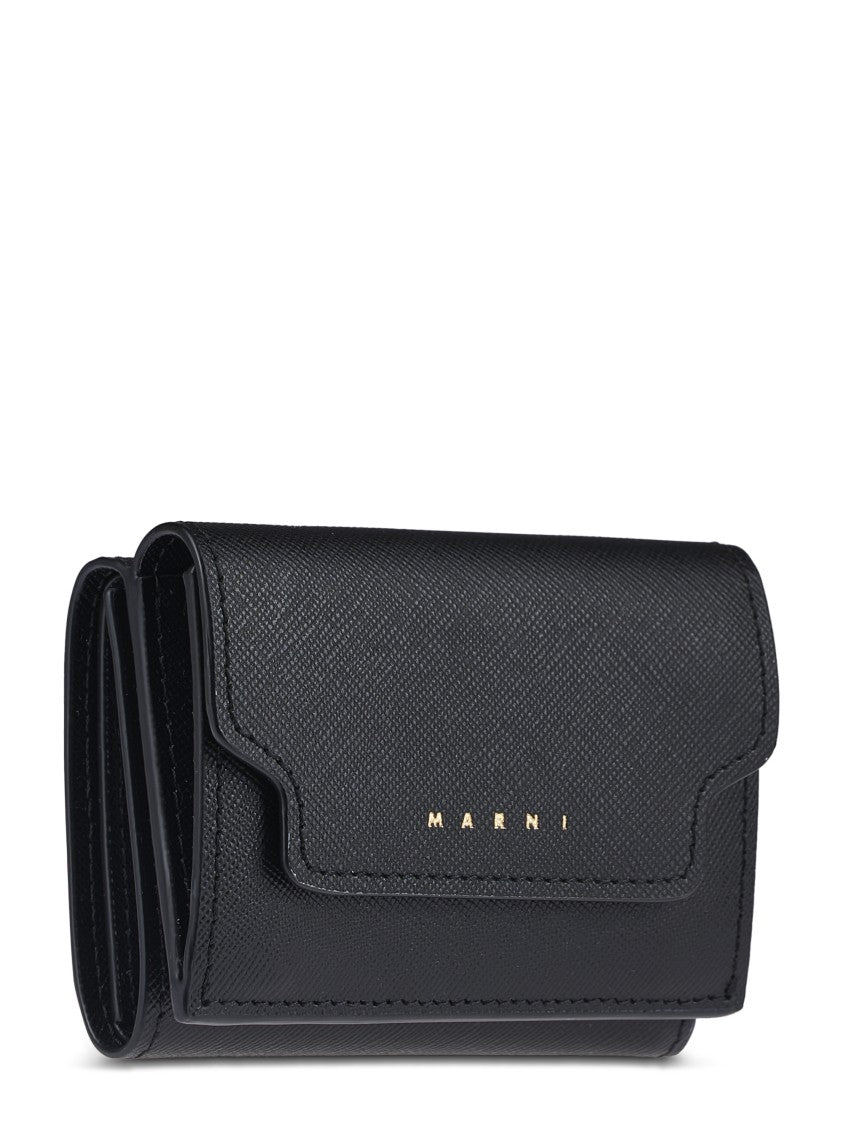 Marni Structured Black Calf Leather Wallet