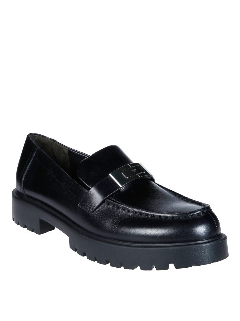 Tory Burch Leelee Lug Metallic Logo Leather Loafers