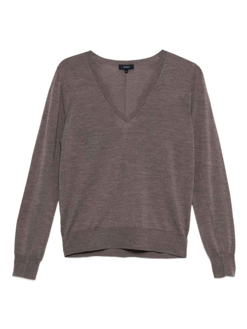 Soeur V-Neck Merino Wool Sweater With Seam Detail