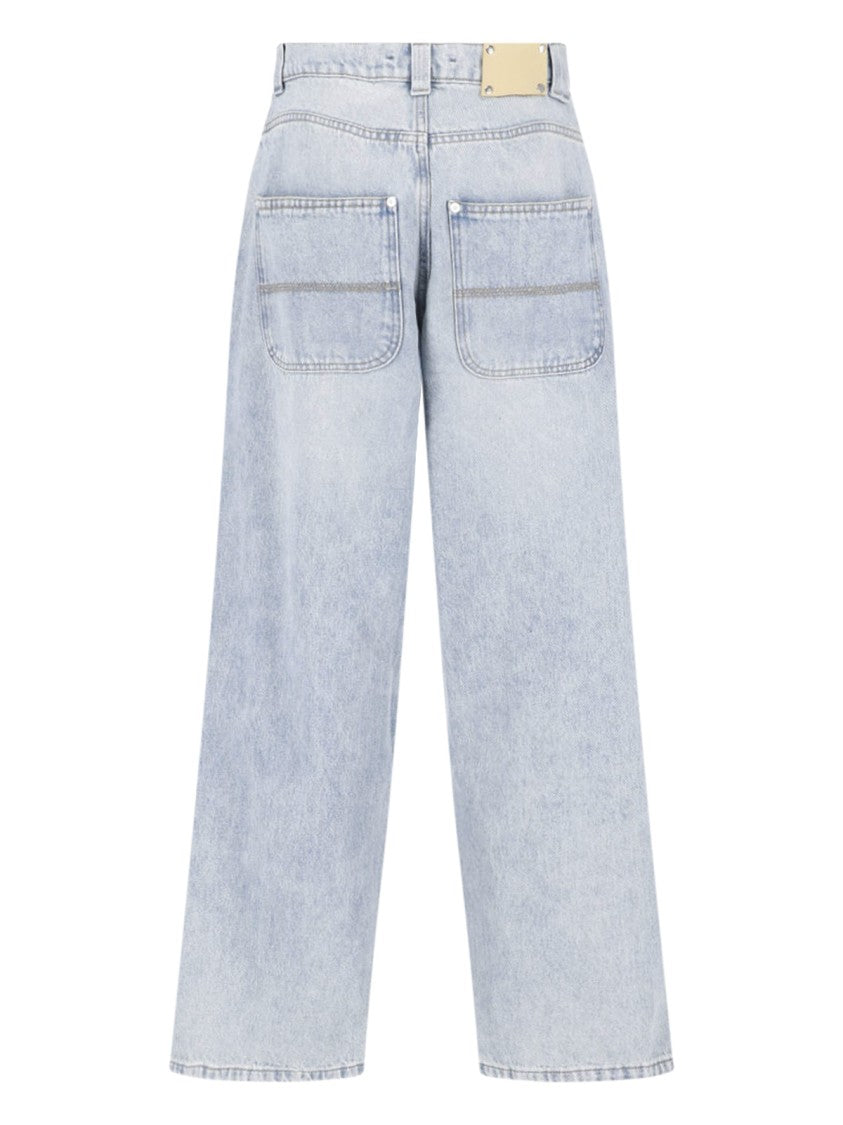Gimaguas Light Blue Wide-Leg Cotton Denim Jeans