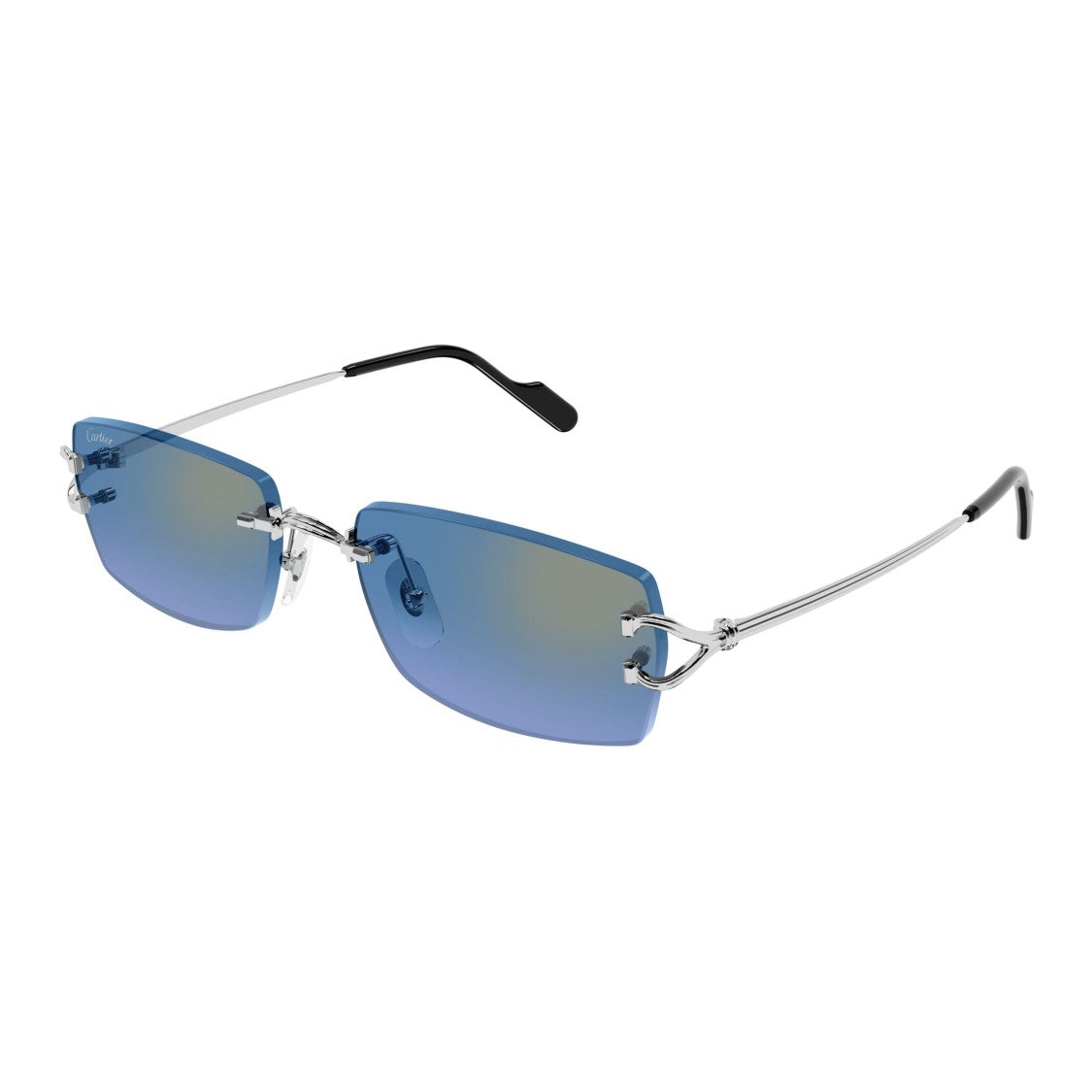 Cartier Rimless Rectangular Sunglasses With Unique Looped Temples
