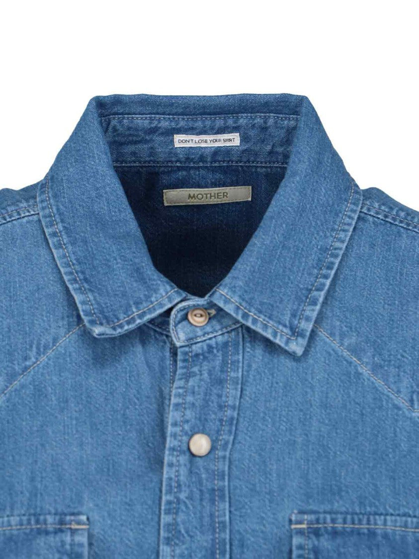 Mother Logo Denim Shirt – Blue