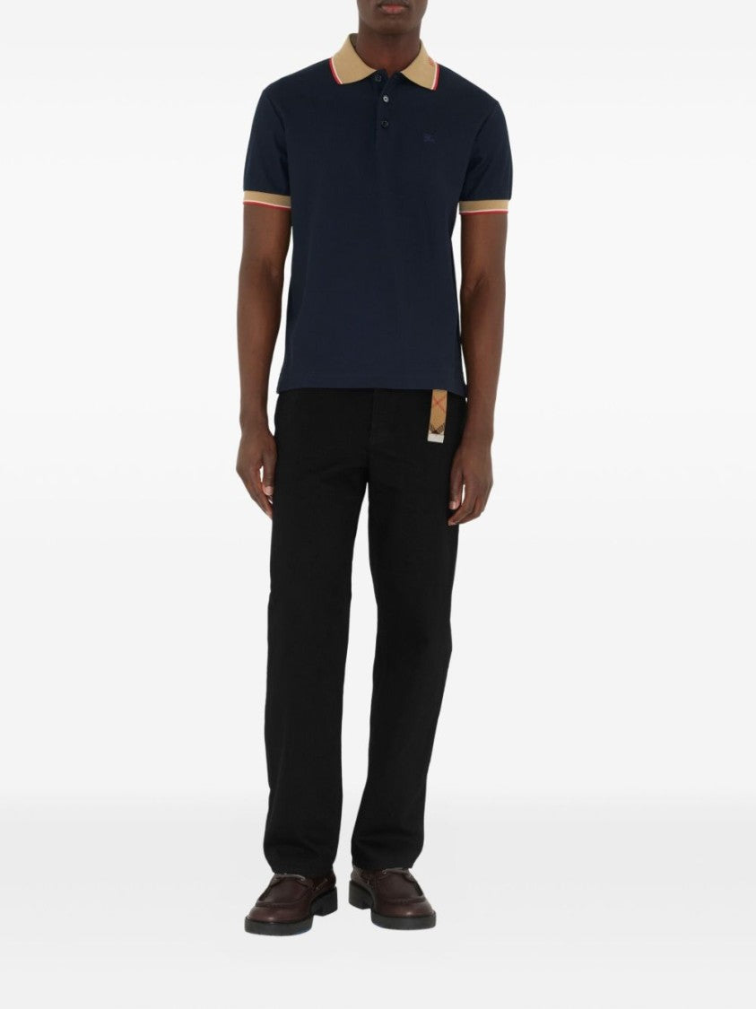 Burberry Navy Blue Polo With Equestrian Knight Motif