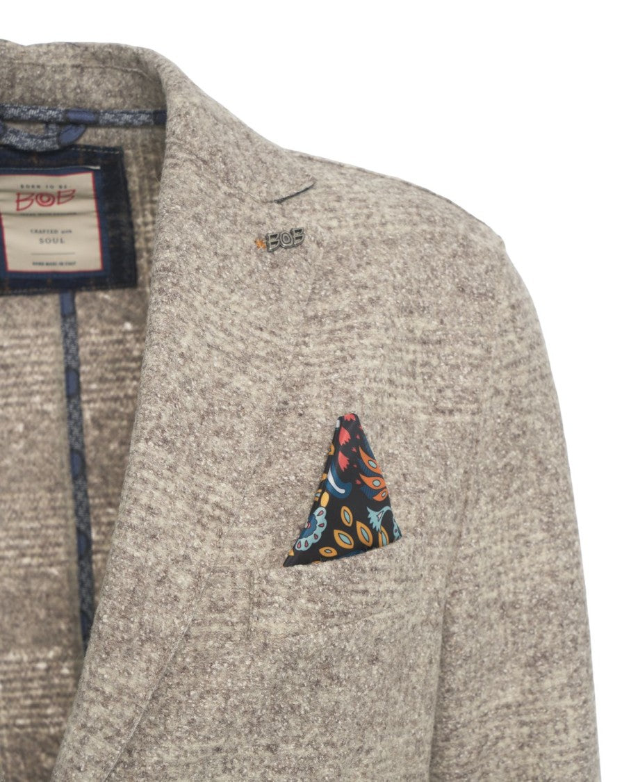 Bob Single-Button Beige Blazer With Tailored Fit