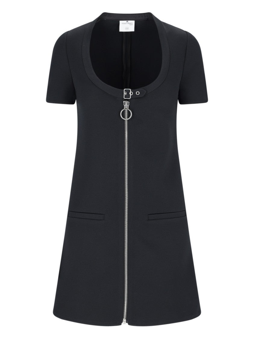 Courrèges Black Cotton Mini Zip Dress