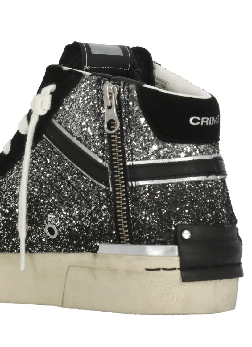 Crime London Black Sk8 Recut Glitter Sneakers