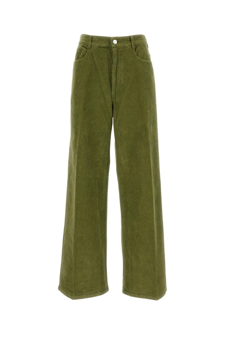 Cellar Door Tailored Green Trousers With Structured Waistband